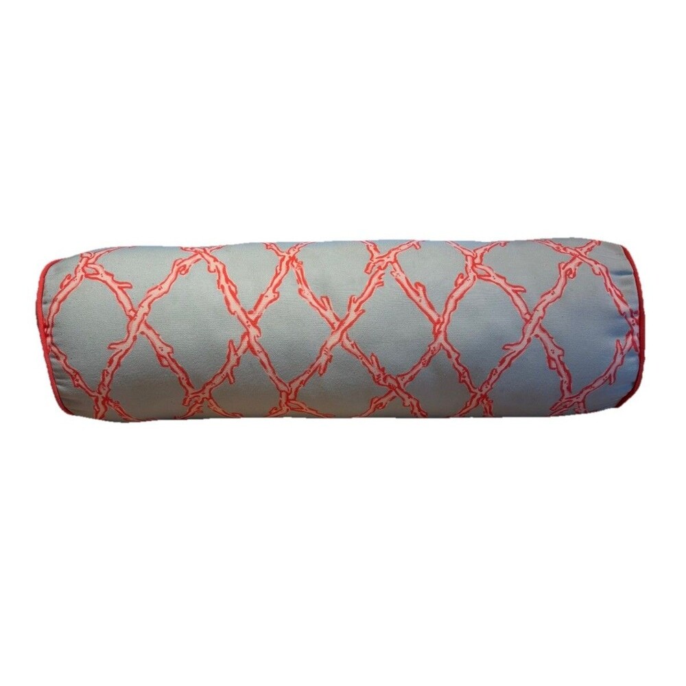 Pottery Barn Lilly Pulitzer Bolster Pillow Coral Pattern Sewn Shut No Zipper